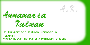 annamaria kulman business card